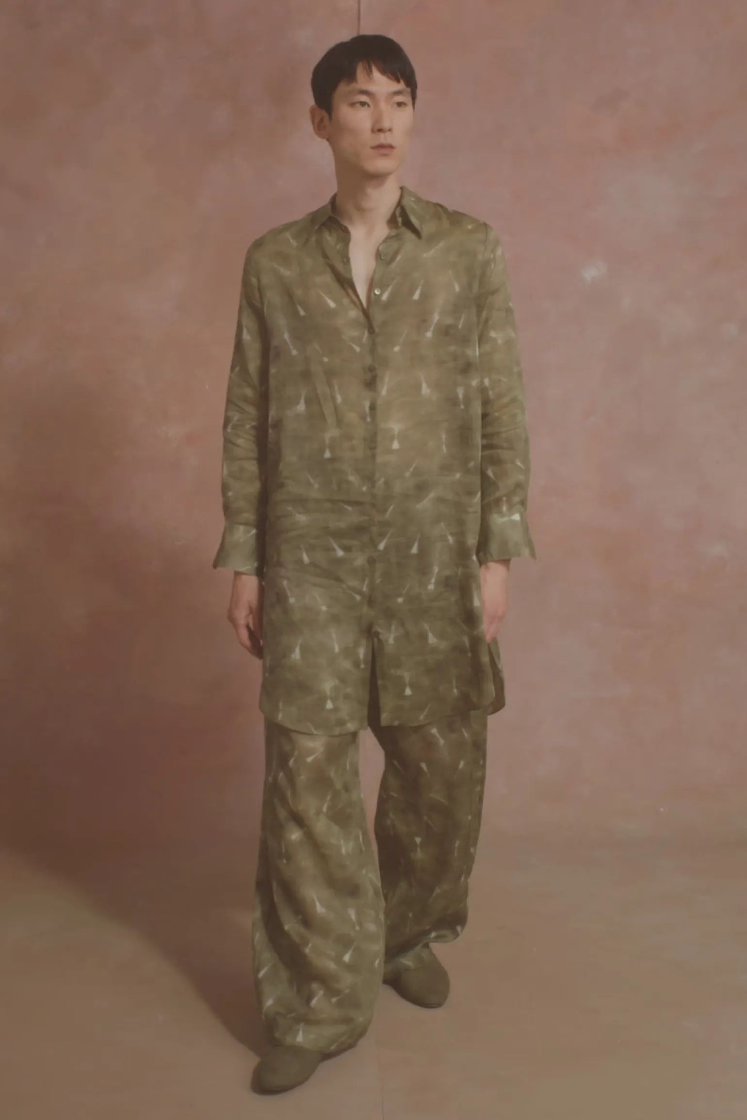 Rami, pua print ramie long shirt
