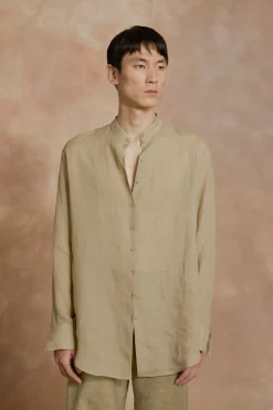 Raoul, sage green ramie shirt