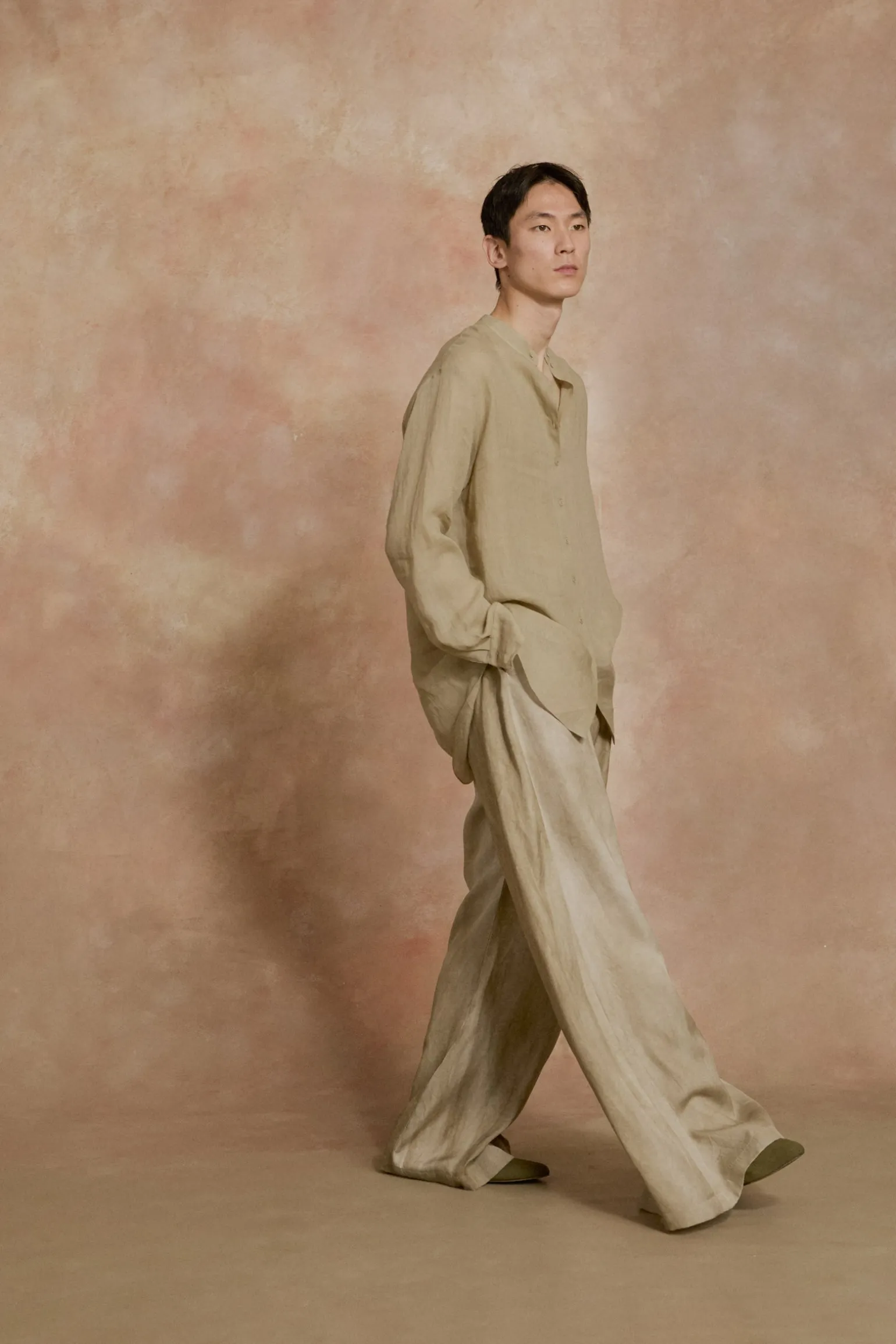 Raoul, sage green ramie shirt