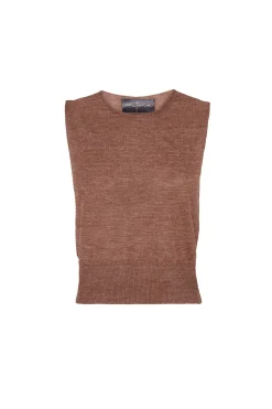 Rinen, clay linen knit vest