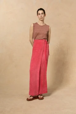 Rinen, clay linen knit vest