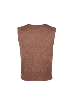 Rinen, clay linen knit vest