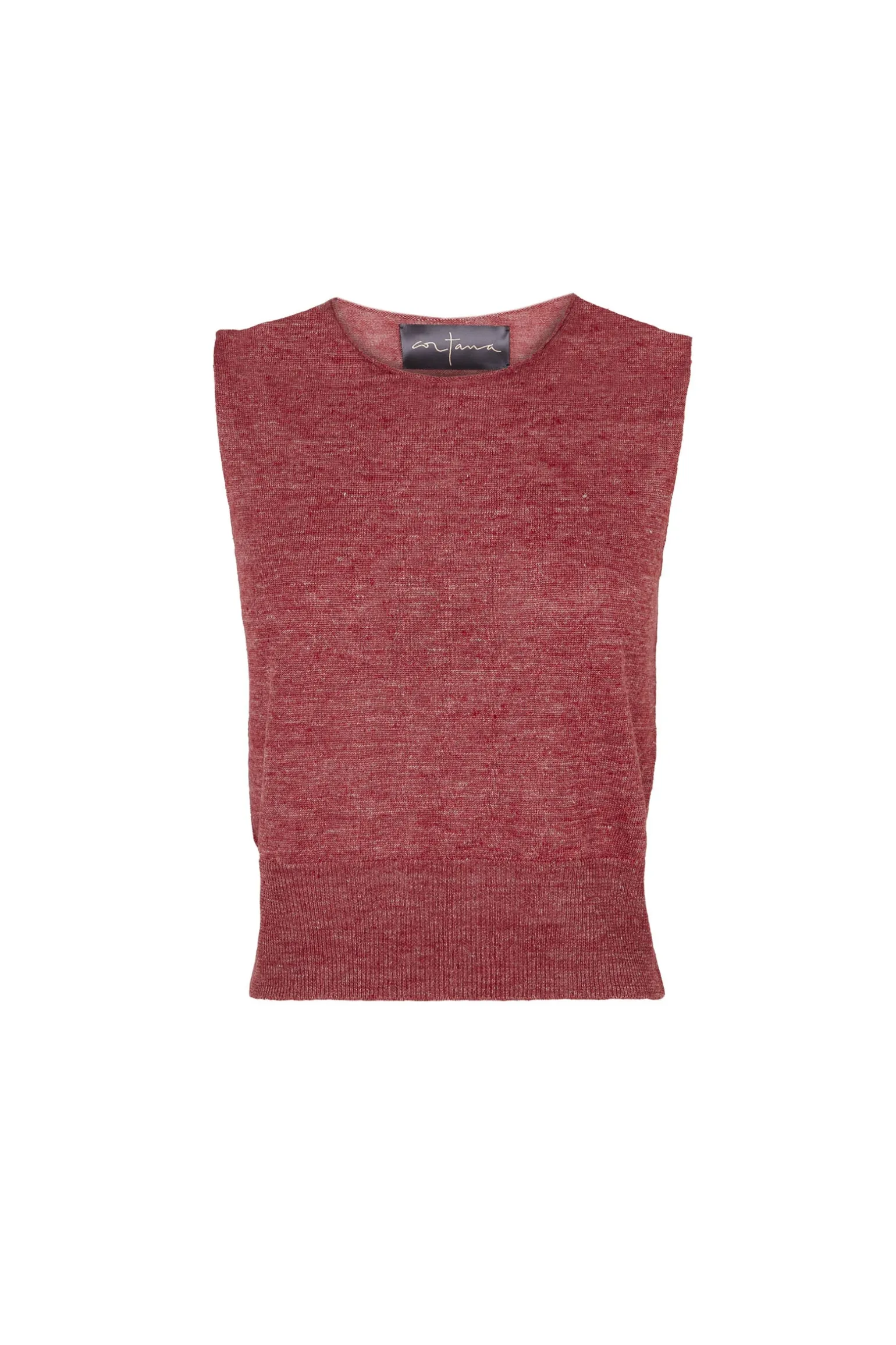 Rinen, dark red linen knitted vest