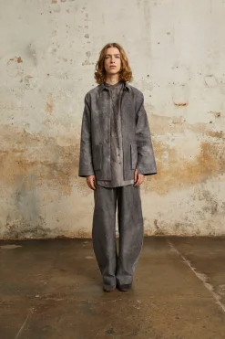 Rocco, gray linen and virgin wool pants
