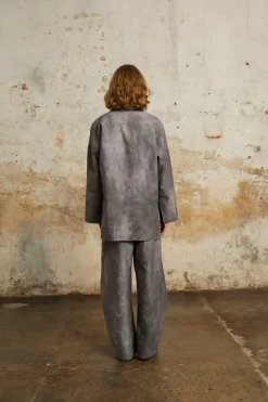 Rocco, gray linen and virgin wool pants