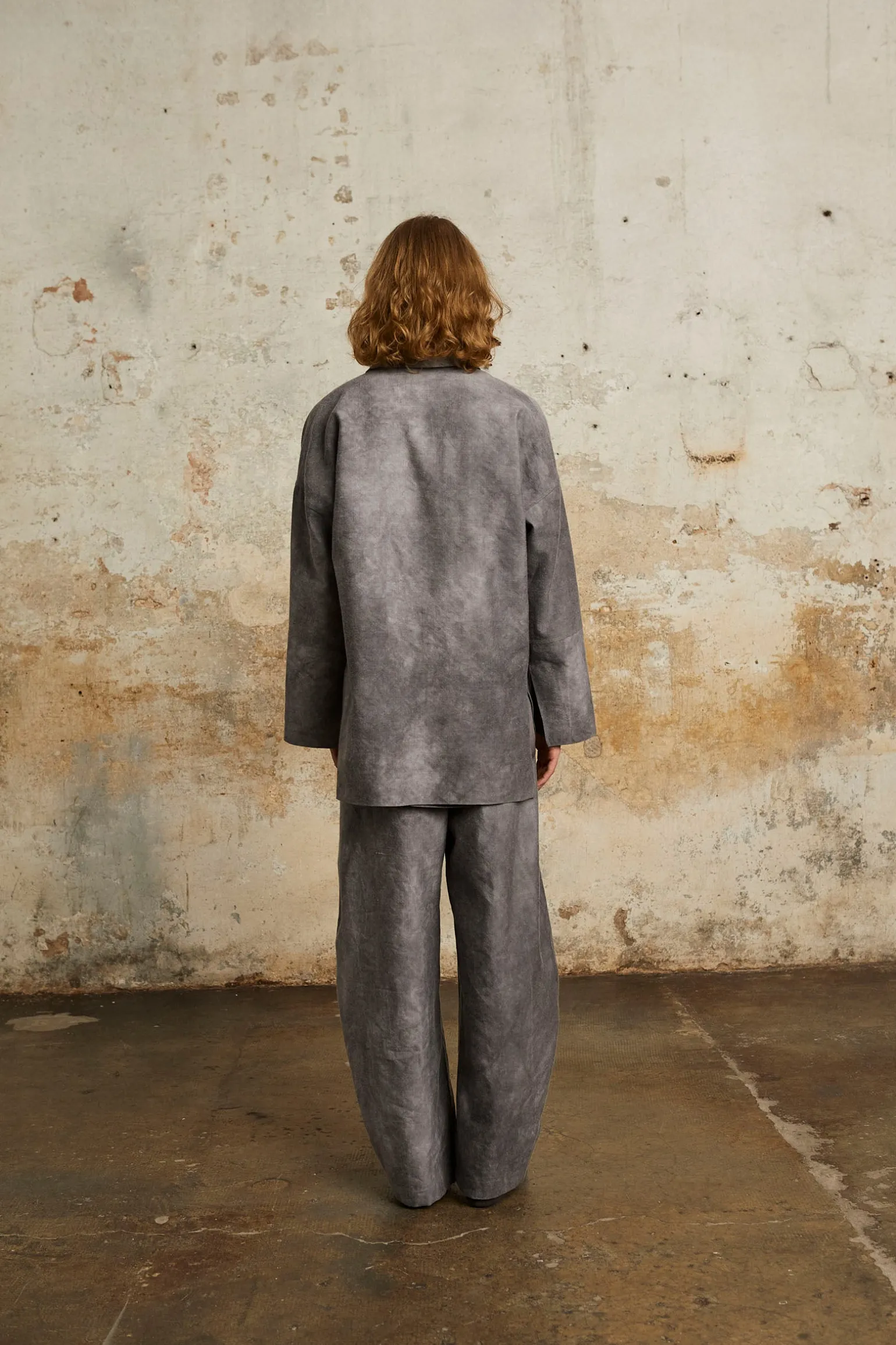 Rocco, gray linen and virgin wool pants