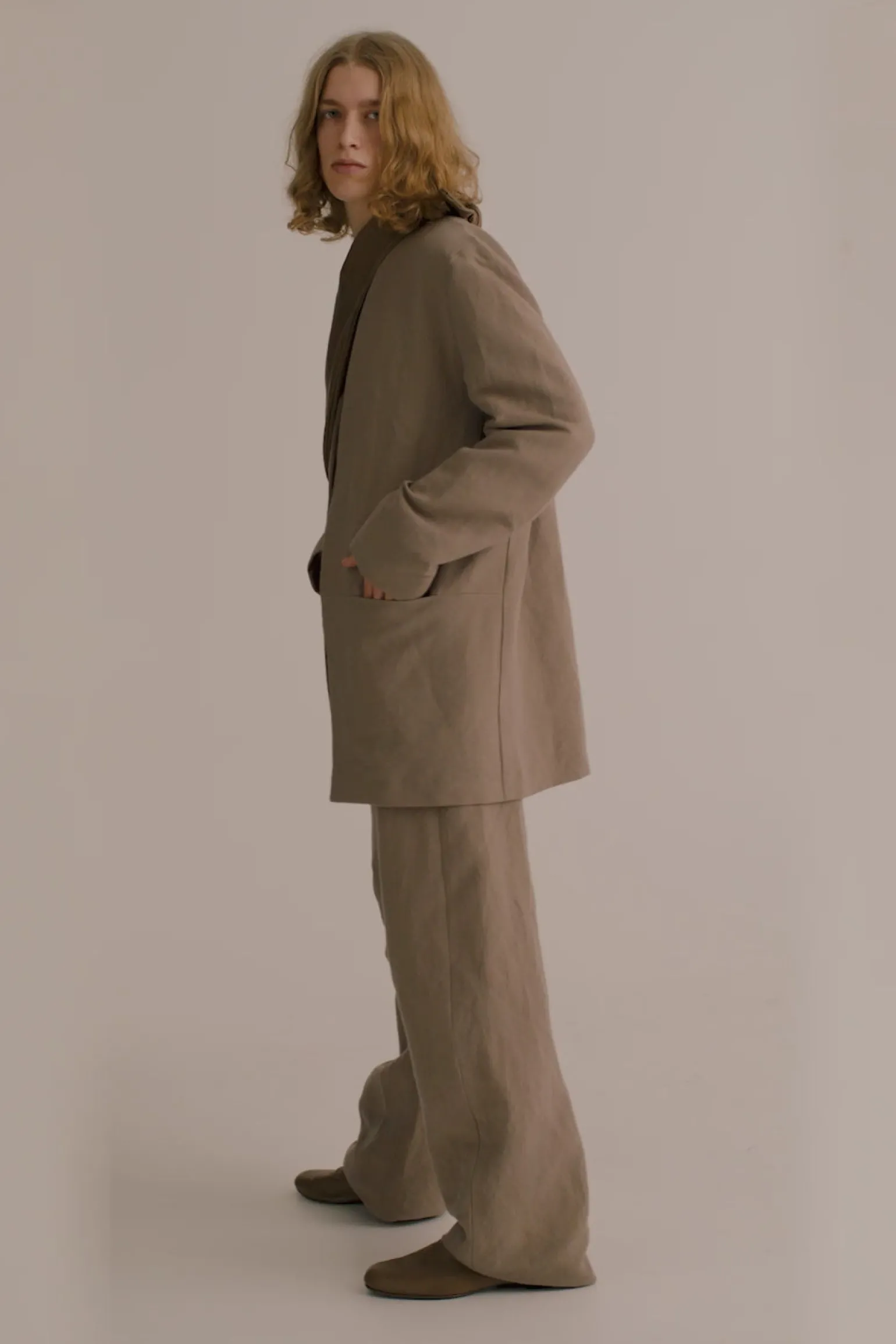 Rocco, jacket in linen and gray virgin wool