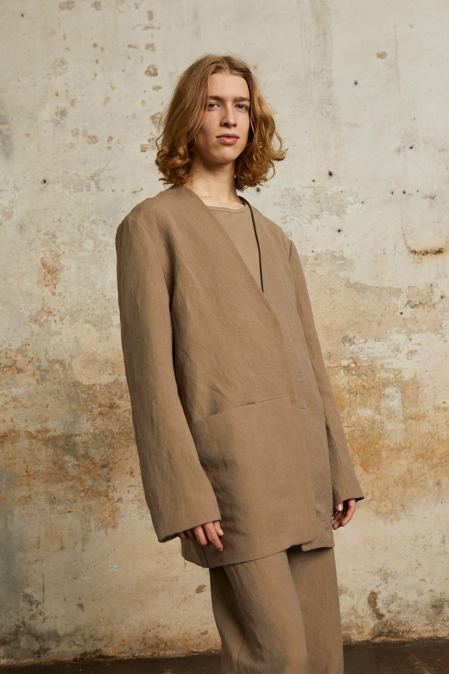 Rocco, jacket in linen and gray virgin wool