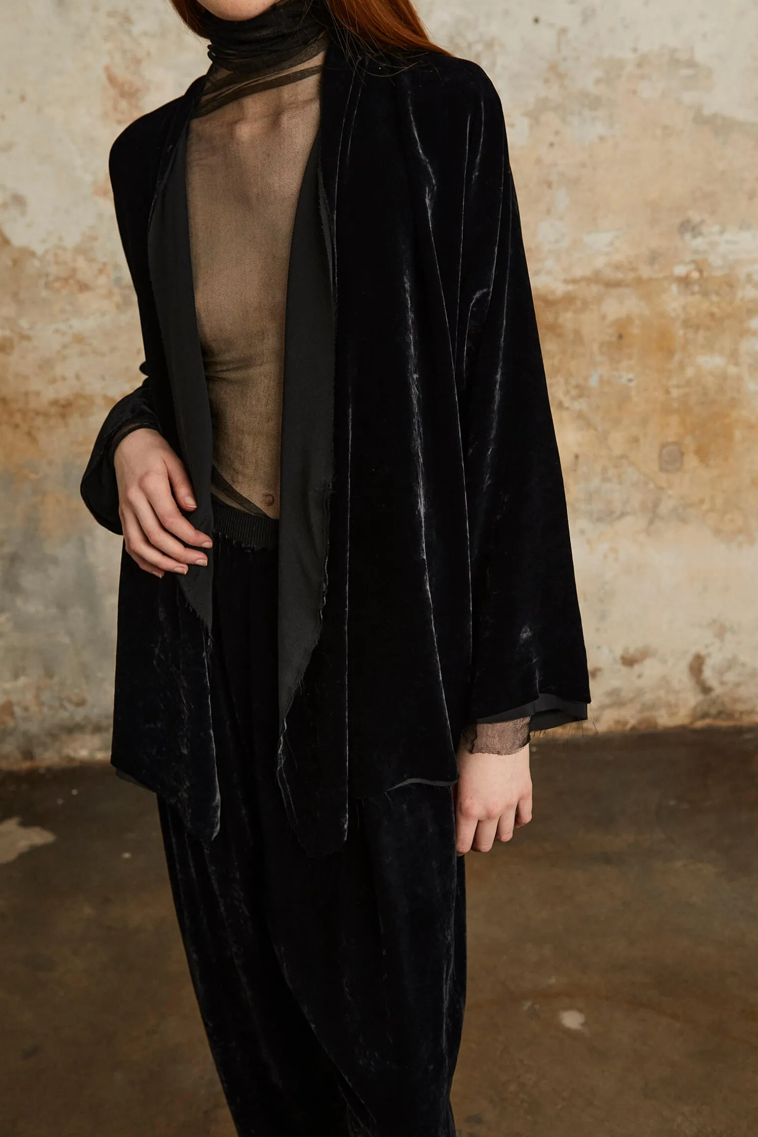 Roisin, black velvet pants