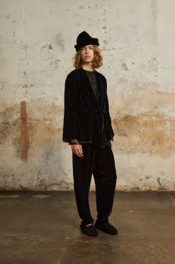 Roisin, black velvet pants