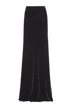Roisin, long skirt in black velvet