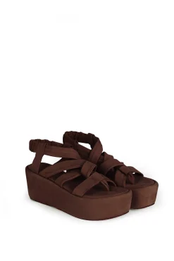 Ryo, dark maroon platform sandal
