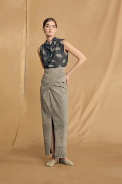 Ryo, maltinto aqua striped skirt
