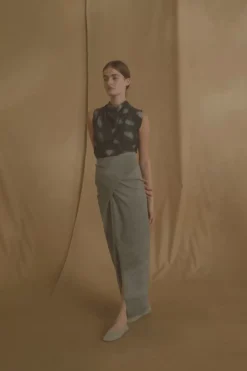 Ryo, maltinto aqua striped skirt