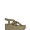 Ryo, moss green platform sandal