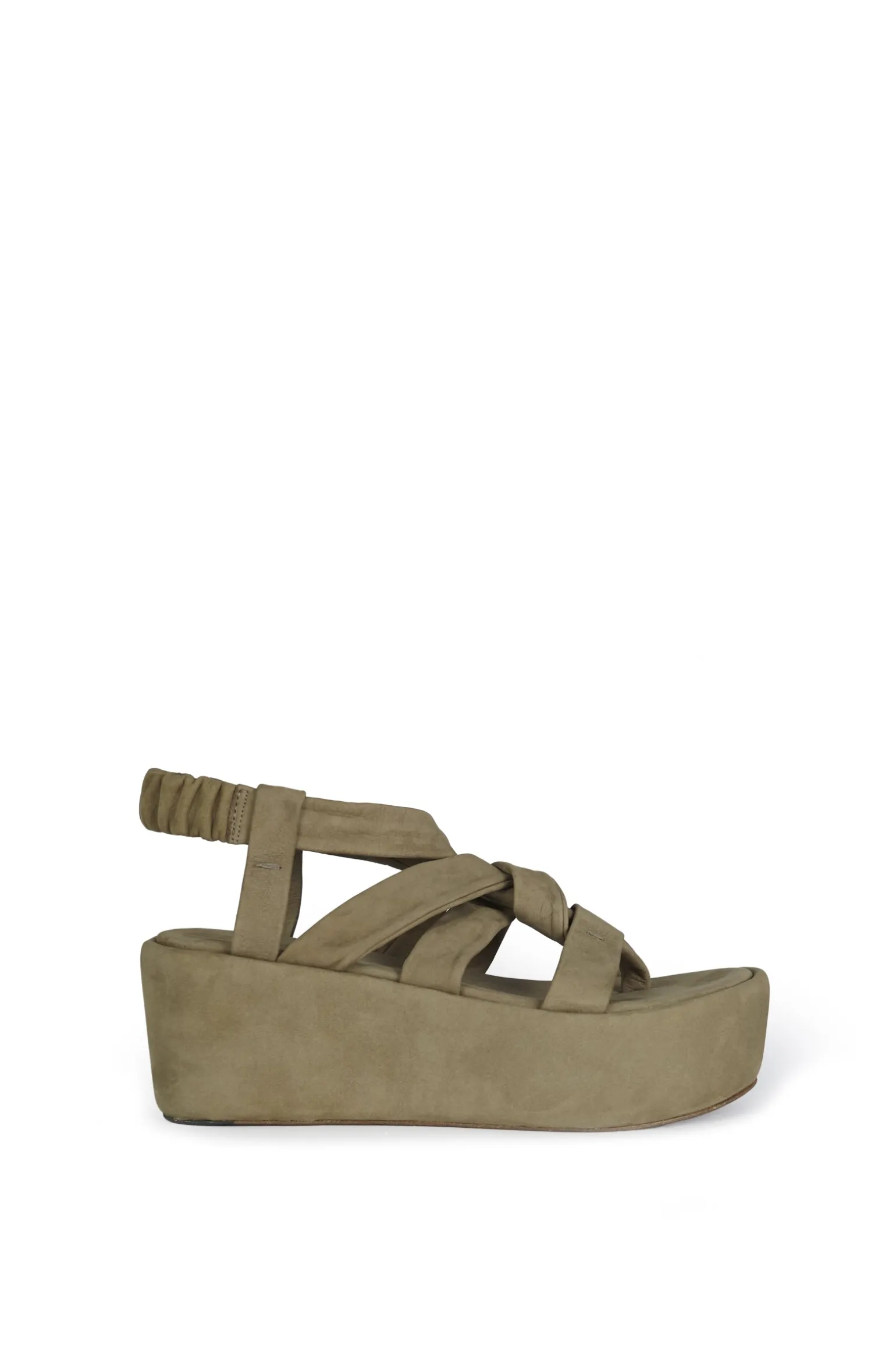 Ryo, moss green platform sandal