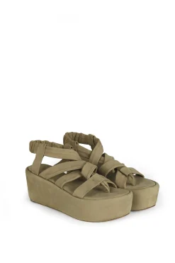 Ryo, moss green platform sandal