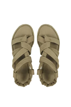 Ryo, moss green platform sandal