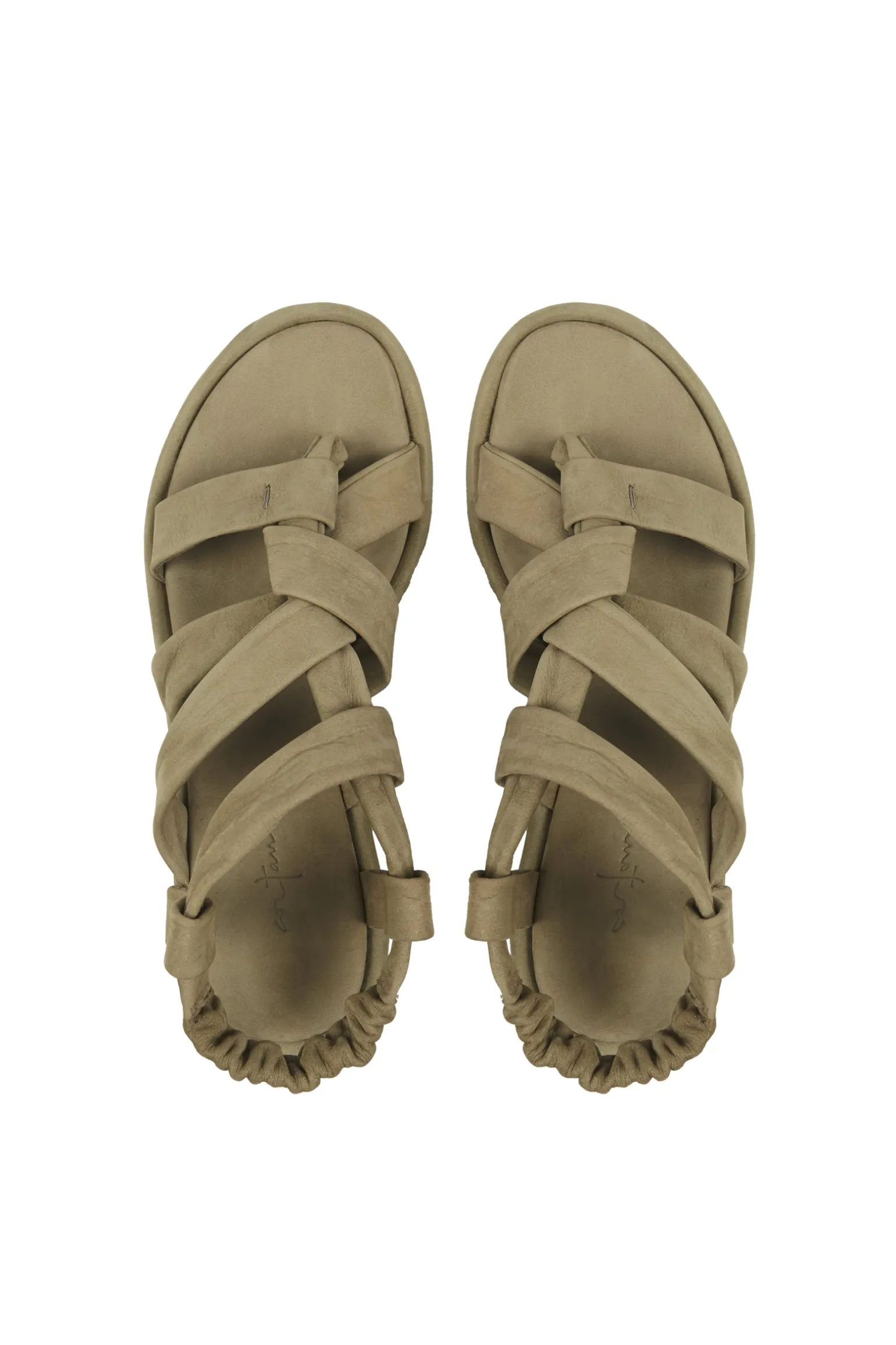 Ryo, moss green platform sandal