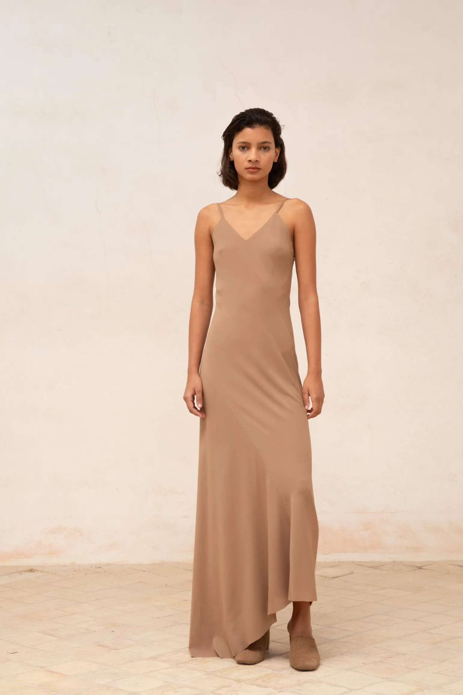 Sabrina, cocoa stretch silk dress