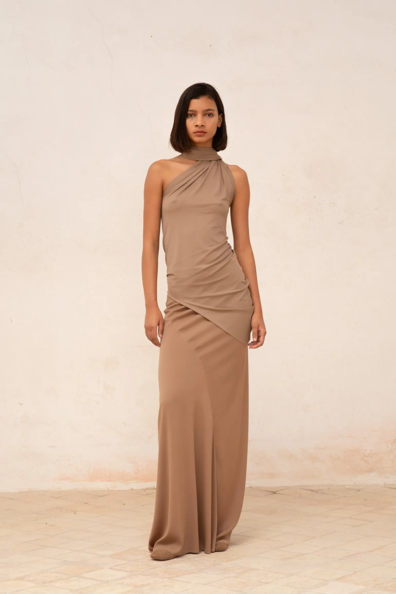 Sabrina, cocoa stretch silk skirt