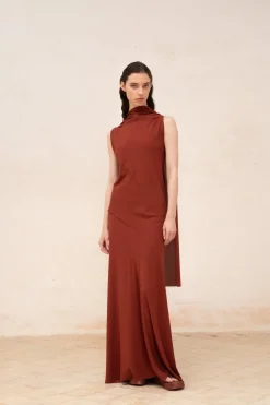 Sabrina, garnet stretch silk skirt
