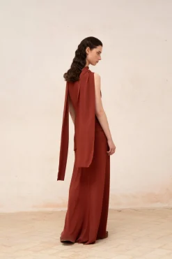 Sabrina, garnet stretch silk skirt