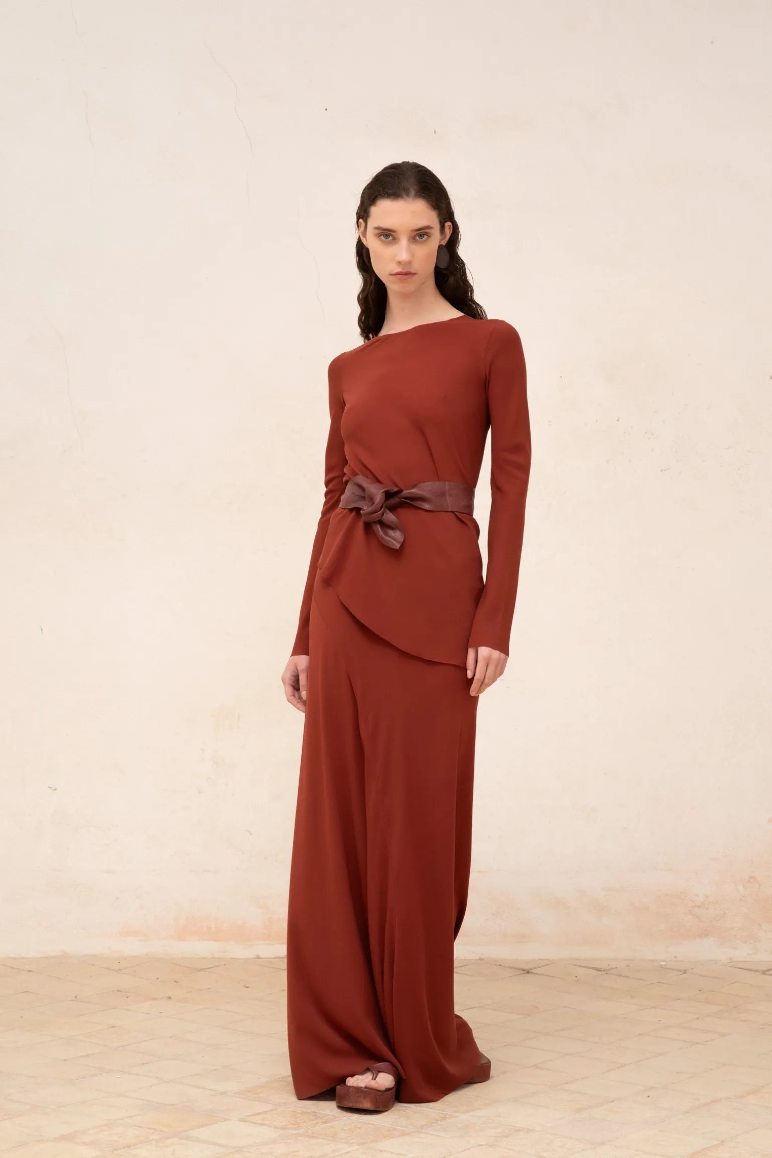 Sabrina, garnet stretch silk skirt
