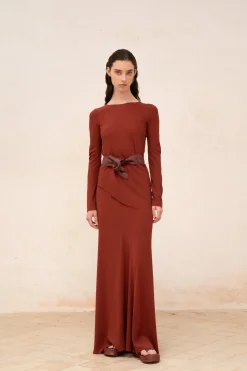 Sabrina, garnet stretch silk skirt