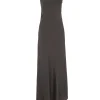 Sabrina, graphite stretch silk dress