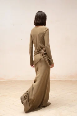 Sabrina, khaki stretch silk top