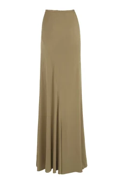 Sabrina, khaki stretch silk skirt