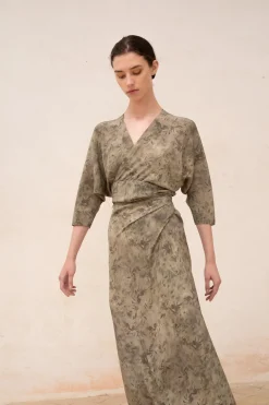 Salma, herba print silk dress