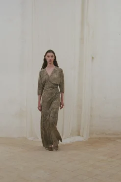 Salma, herba print silk dress