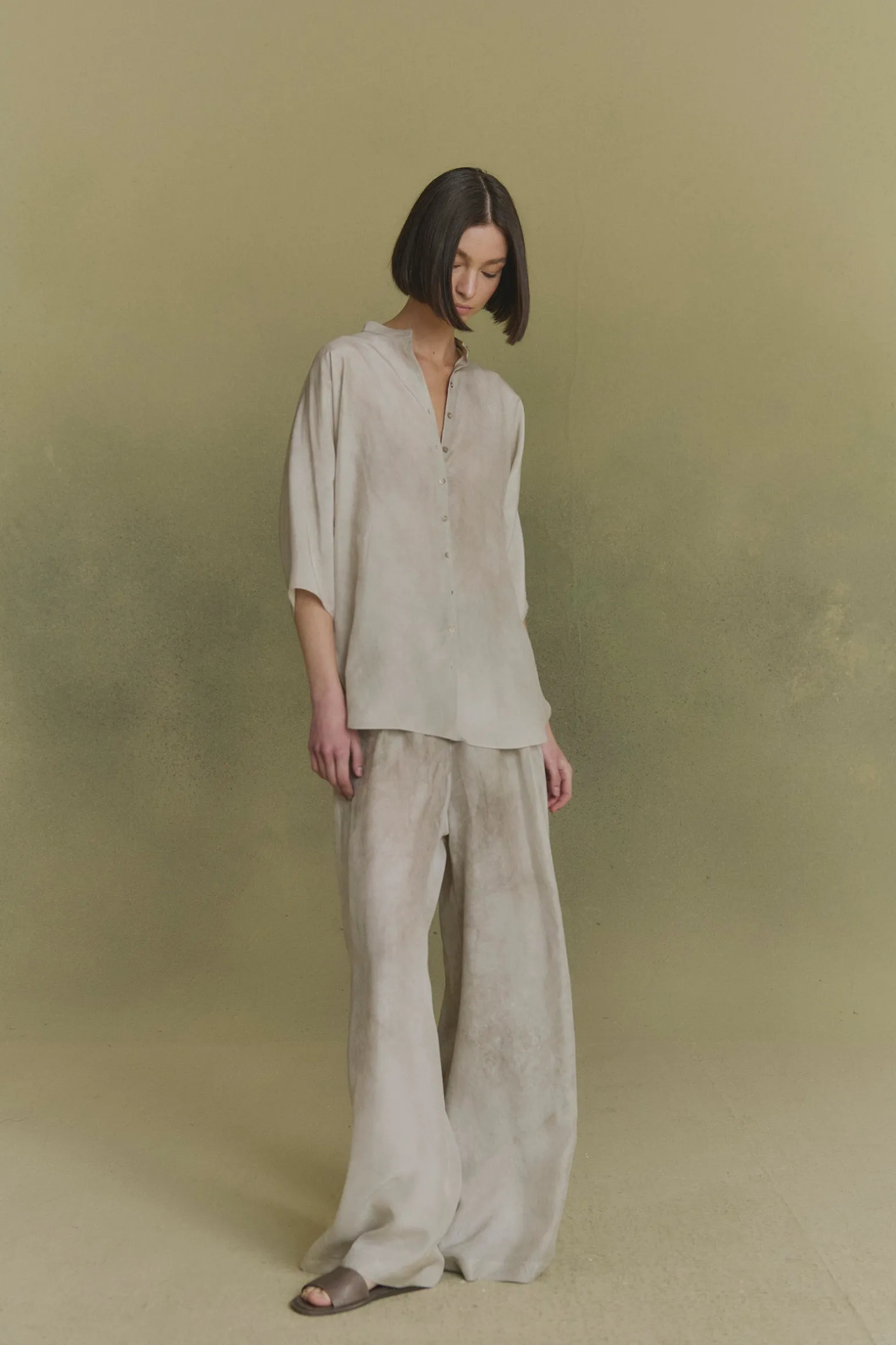 Salome, ash maltinto silk shirt
