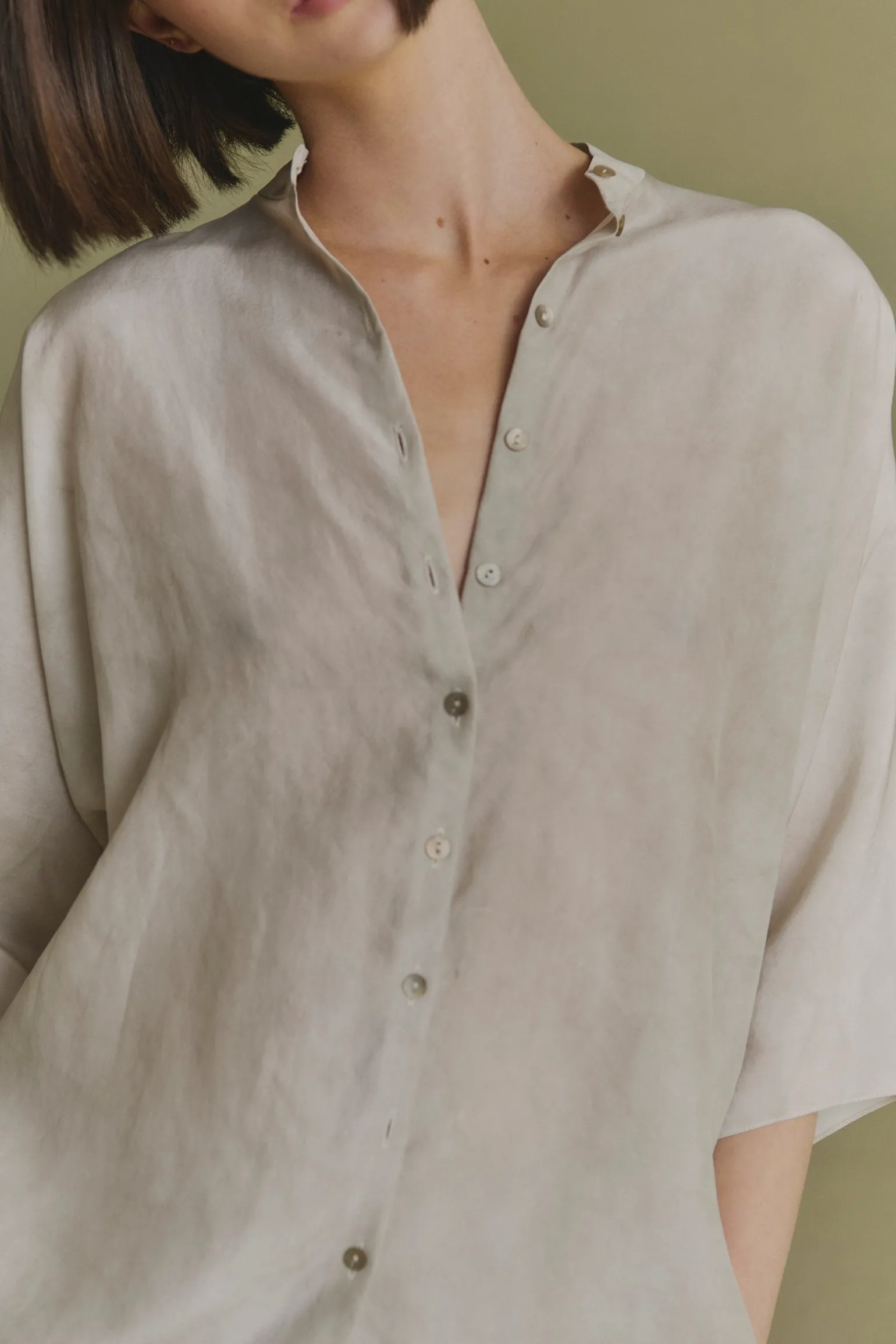 Salome, ash maltinto silk shirt