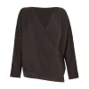 Sara, graphite silk wrap blouse