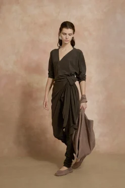 Serp, graphite stretch silk jumpsuit