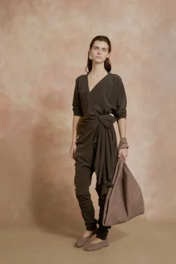 Serp, graphite stretch silk jumpsuit