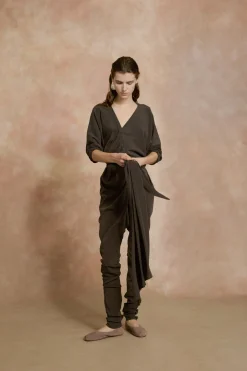 Serp, graphite stretch silk jumpsuit
