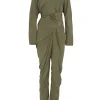 Serp, olive green stretch silk jumpsuit
