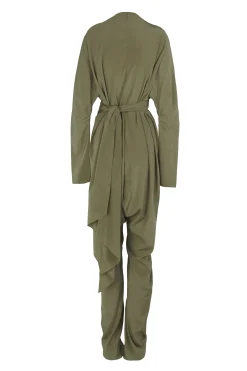 Serp, olive green stretch silk jumpsuit