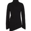 Snow, black wool and cashmere turtleneck