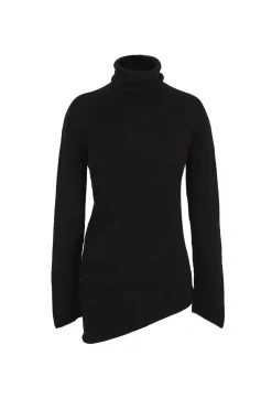 Snow, black wool and cashmere turtleneck