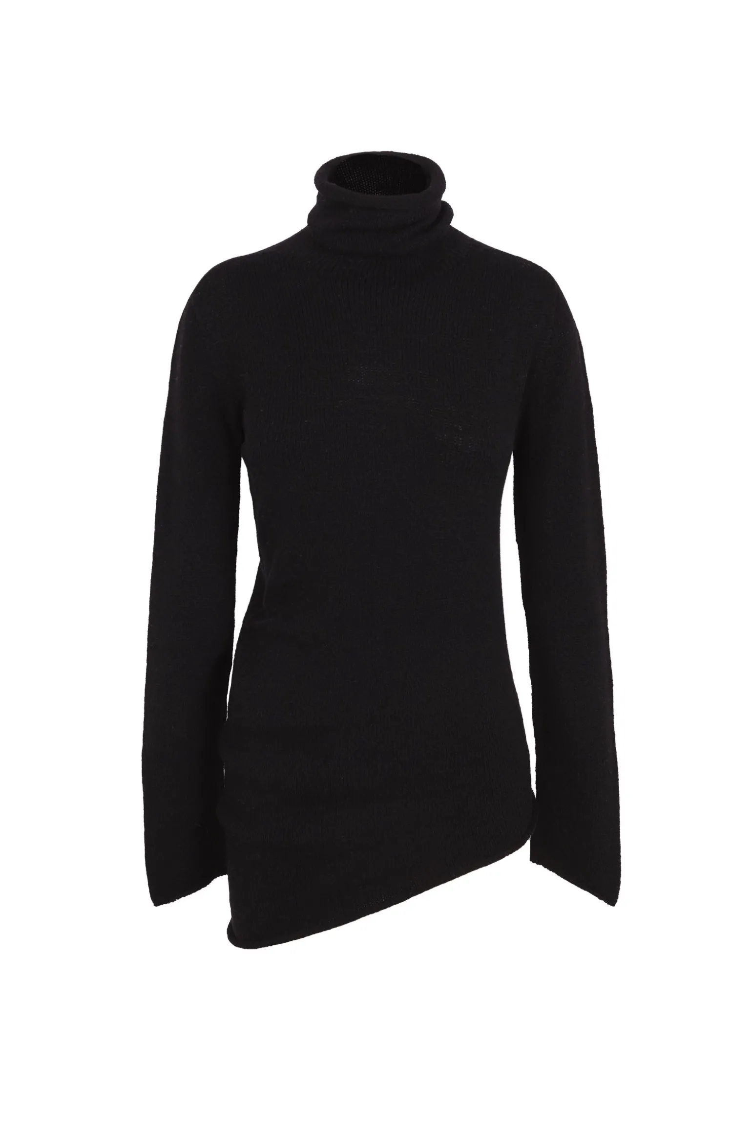 Snow, black wool and cashmere turtleneck