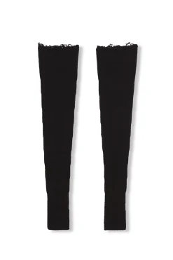 Snow, black wool and cashmere arm warmers