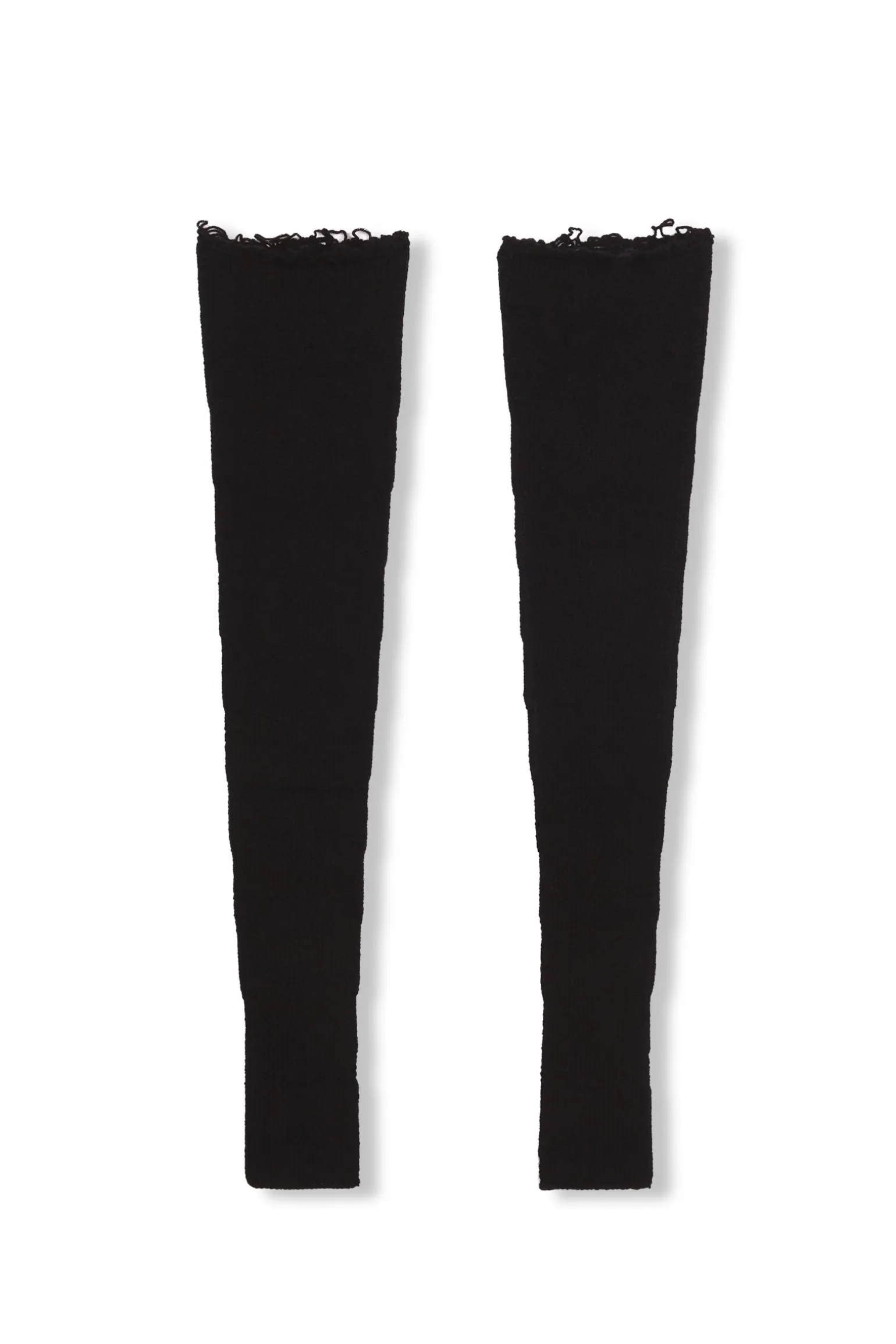 Snow, black wool and cashmere arm warmers