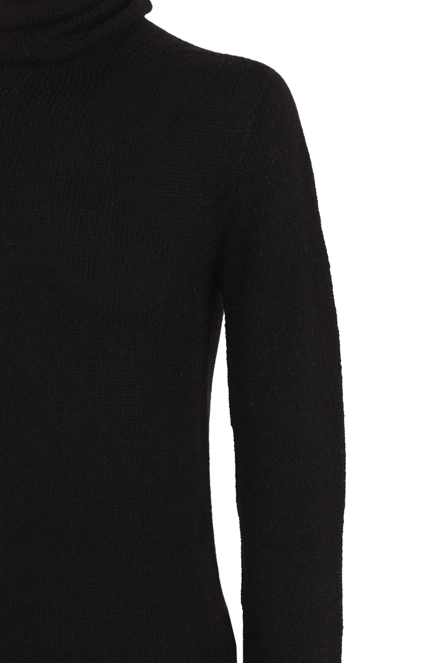 Snow, black wool and cashmere turtleneck