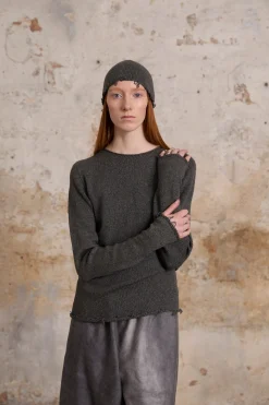 Snow, gray melange wool and cashmere arm warmers
