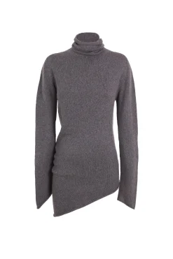 Snow, gray melange wool-cashmere turtleneck
